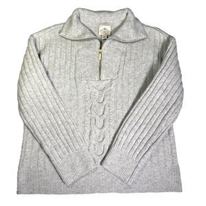 St. John's Bay Women's Gray Cable Knit Half-Zip Sweater Medium‎ Classic